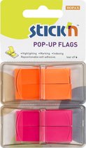 Stick'n Index tabs - 45x12mm, neon 2x oranje & 2x magenta, 160 sticky tabs