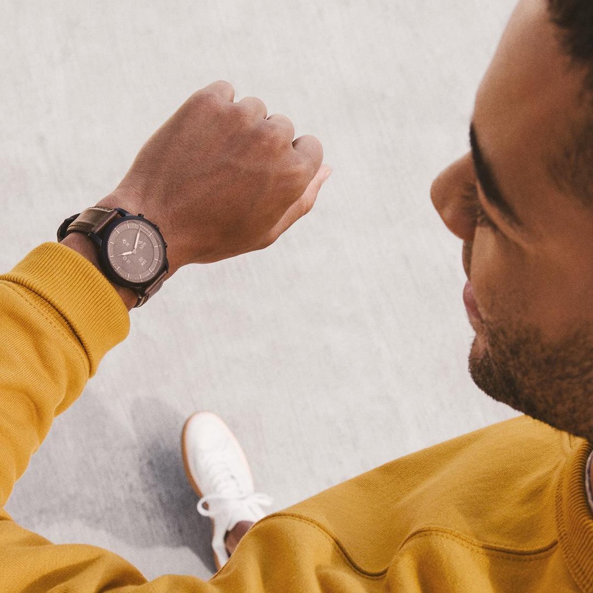 FOSSIL - Fossil Hybrid HR FTW7008 ブラウン REFURBISHED Hybrid Smartwatch HR Collider Dark Brown Leather