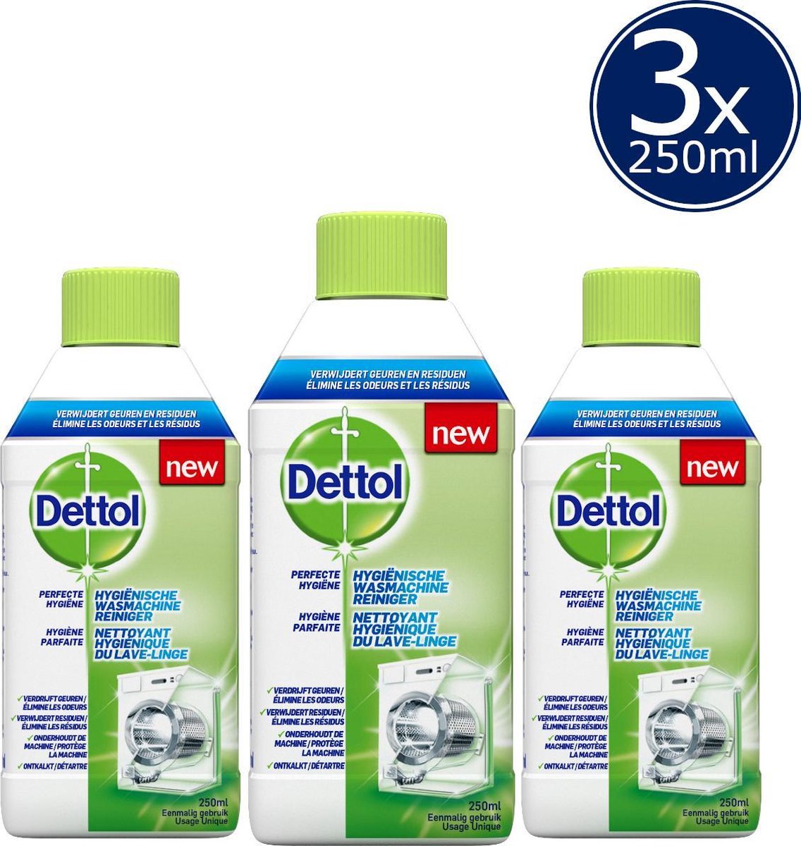 Dettol Hygiënische Wasmachine Reiniger - 3 x 250 ml