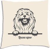 Sierkussen - Lhasa Apso - Wit - 45 Cm X 45 Cm