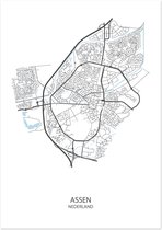 Poster Assen | Plattegrond | 29,7 x 42,0 cm (A3)