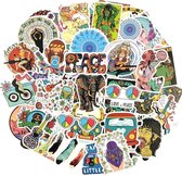 Random sticker mix - Hippie thema - 50 Kleurrijke afbeeldingen Peace Love & Joy