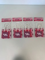 Cadeautasjes set met leuke tekst en opdruk (rood/roze) - set van 4 keer 3 stuks in diverse formaten