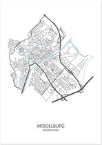 Poster Middelburg | Plattegrond | 29,7 x 42,0 cm (A3)