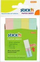 Stick'n Index Notes papieren markeerstroken 76x14mm, 4x pastel assorti kleuren, 100 memoblaadjes per kleur