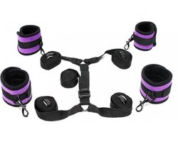 Rimba - Soft Bondage - Bed Bondage Boeienset - Zwart/Paars