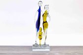 Familie met een kind Glassculptuur Luxe Geschenk H25 cm