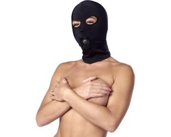 Rimba - Elastisch hoofdmasker Van soepele stof Met ball gag - Zwart