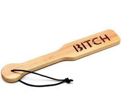 Rimba Bondage Play - Houten Spanking Paddle met Tekst 'Bitch'
