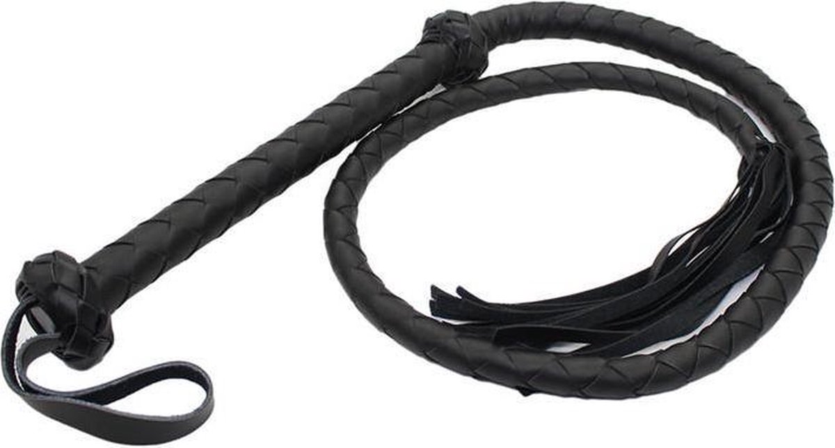Goedkoopste Gevlochten single tail zweep kunstleer - 150 cm - zwart