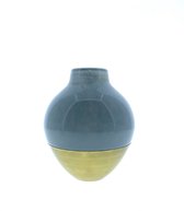 Viv! Home Luxuries Vaas glas metaal - licht blauw goud - 21cm - topkwaliteit