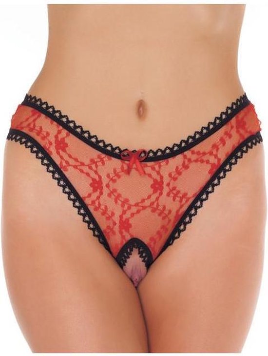 Culotte transparente avec entrejambe ouvert - rouge / noir | bol.com