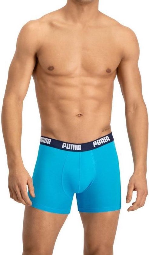 Puma Basic Boxer heren (2-pack) - aqua en blauw - Maat: S