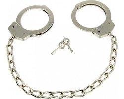 Rimba Bondage Play - Metalen Politie Voetboeien Met Ketting - Heavy Duty Cuffs - Stalen Voetboeien