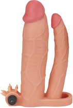 Pleasure X-Tender Vibrerende Dubbele Penis Sleeve - beige