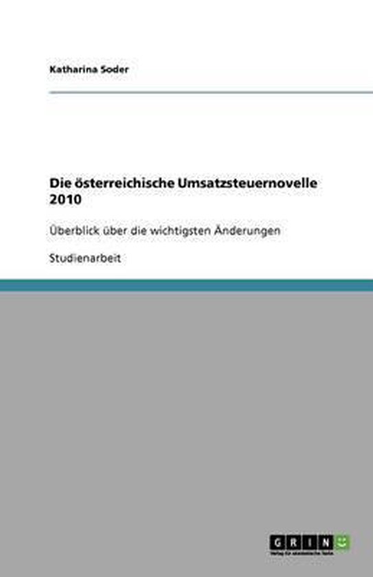 Die oesterreichische Umsatzsteuernovelle 2010 - cover