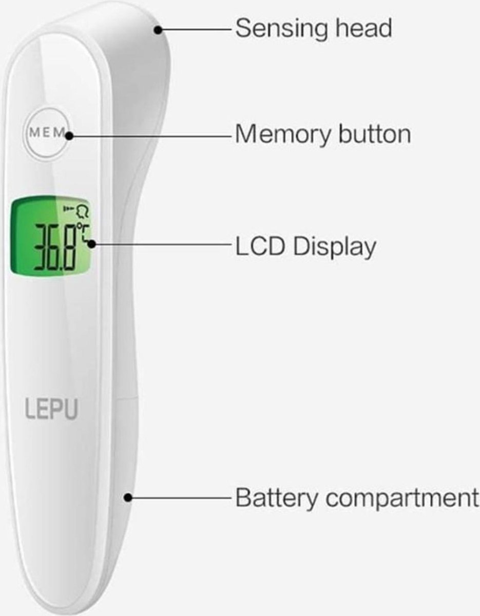 Lepu Medical LFR30B thermometre digital Thermomètre à distance Blanc Front  Boutons,... | bol.com