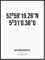 Poster/kaart SANDFIRDEN met coördinaten