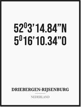 Poster/kaart DRIEBERGEN-RIJSENBURG met coördinaten