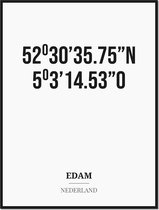 Poster/kaart EDAM met coördinaten