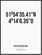 Poster/kaart ROZENBURG met coördinaten