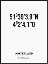 Poster/kaart OOSTERLAND met coördinaten