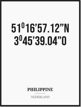 Poster/kaart PHILIPPINE met coördinaten
