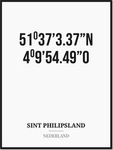 Poster/kaart SINT PHILIPSLAND met coördinaten