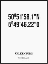 Poster/kaart VALKENBURG met coördinaten
