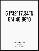 Poster/kaart WANSSUM met coördinaten