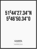 Poster/kaart GASSEL met coördinaten