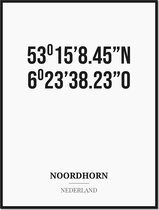 Poster/kaart NOORDHORN met coördinaten