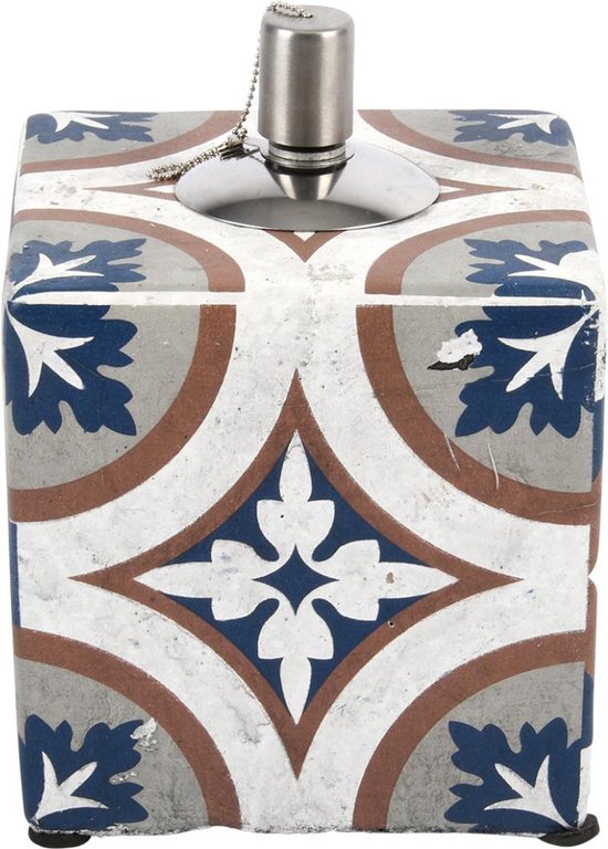 Esschert Design Olielamp Portugese tegels beton 13,6x17,4cm van Esschert Design — afbeelding 5