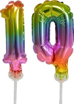 Regenboog taart decoratie ballonnen cijfers 10.