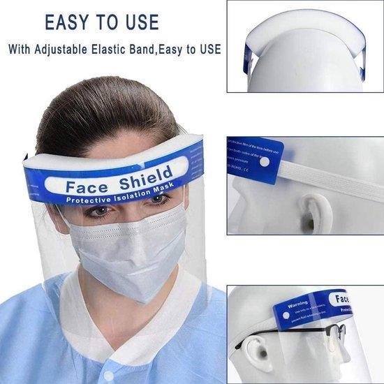 Face Shield Gezichtsbeschermer - Spetter masker - oogbescherming -  mondmasker -... | bol.com