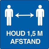 Houd 1,5 m afstand-sticker (Maxi-Loka Premium) Wit & Blauw x x 0,4 mm