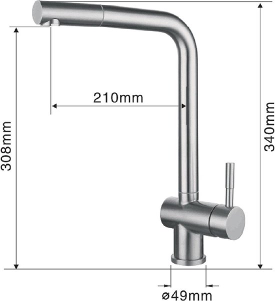 Robinet de cuisine Mawialux | Bec extractible | Acier inoxydable brossé | ML-606KK-acier inoxydable