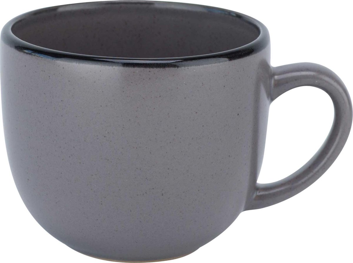 Cosy en Trendy Specle servies - tas grijs met zwarte rand - 24cl - D8,5 x H7,1cm