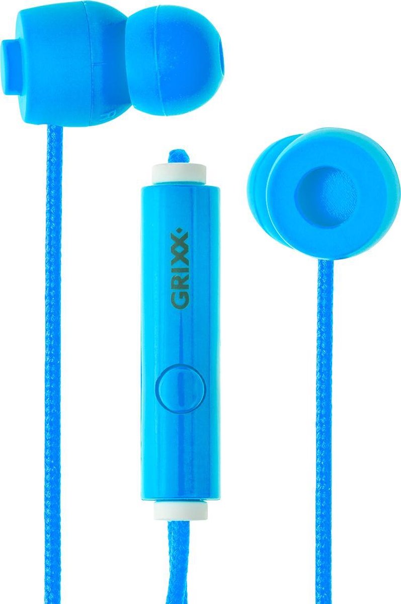 Grixx In-ear Oordopjes met Microfoon – Bedraad – 3.5mm Jack – Handsfree Bellen - blauw