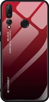 Voor Huawei Nova 4 Gradient Color Glass Case (Rood)