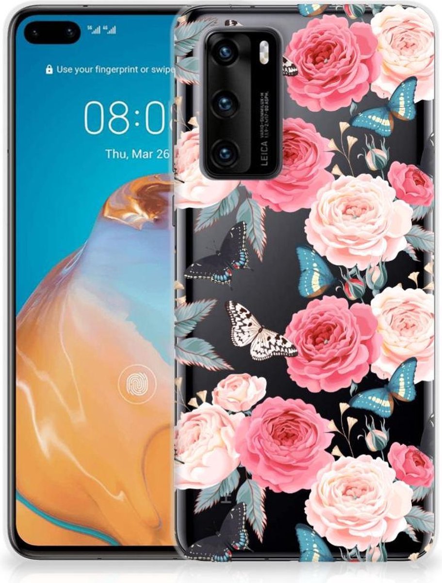 TPU Hoesje voor Huawei P40 TPU Case Butterfly Roses