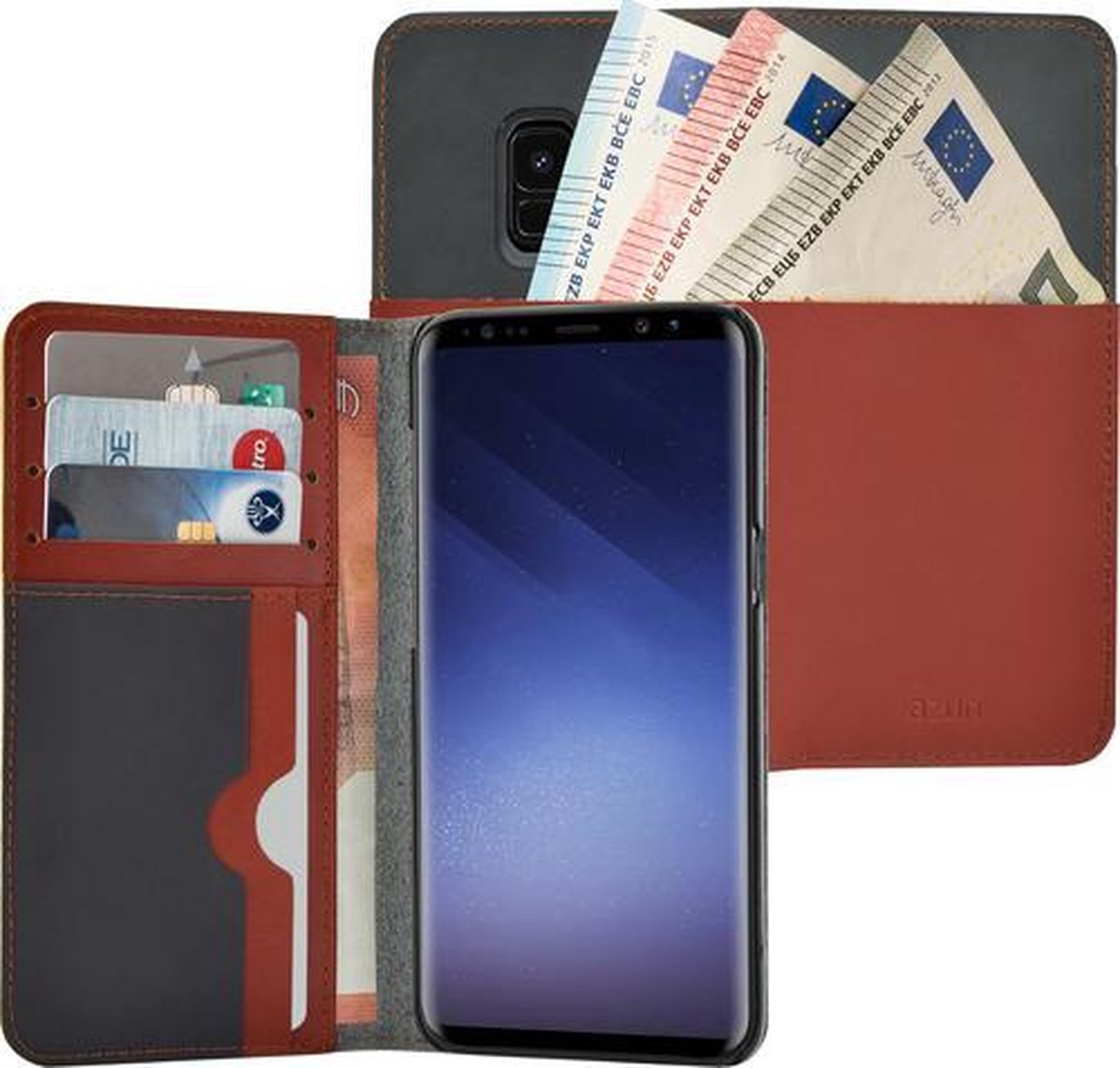MH by Azuri walletcase with cardslots and money pocket - camel - Samsung S9