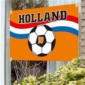 Oranje raamvlag met voetbal | 100x150cm