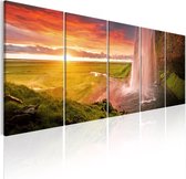 Schilderijen Op Canvas - Schilderij - Seljalandsfoss Waterfall I 225x90 - Artgeist Schilderij