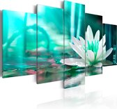 Schilderijen Op Canvas - Schilderij - Turquoise Lotus 200x100 - Artgeist Schilderij