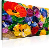 Schilderijen Op Canvas - Schilderij - Spring Pansies 90x60 - Artgeist Schilderij