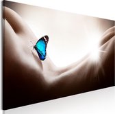 Schilderijen Op Canvas - Schilderij - Woman and Butterfly (1 Part) Narrow 120x40 - Artgeist Schilderij