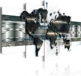 Schilderijen Op Canvas - Schilderij - Metal World Map 200x100 - Artgeist Schilderij