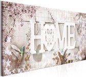 Schilderijen Op Canvas - Schilderij - Home and Hummingbirds (1 Part) Beige Narrow 150x50 - Artgeist Schilderij