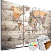 Schilderijen Op Canvas - Afbeelding op kurk - History of Travel [Cork Map] 90x60 - Artgeist Schilderij